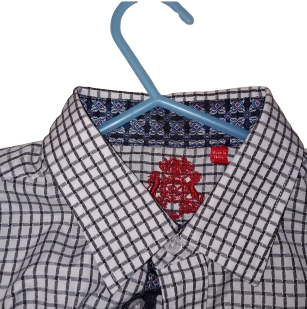 English Laundry Boys Blue Checkered Print Button Up Long Sleeve SZ 14